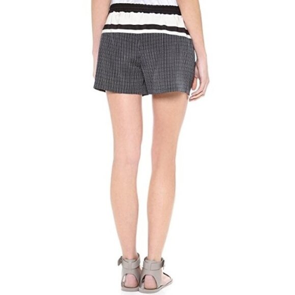 Vince Mixed Stripe Print Silk Shorts, Black/Ivory - Picture 3 of 3